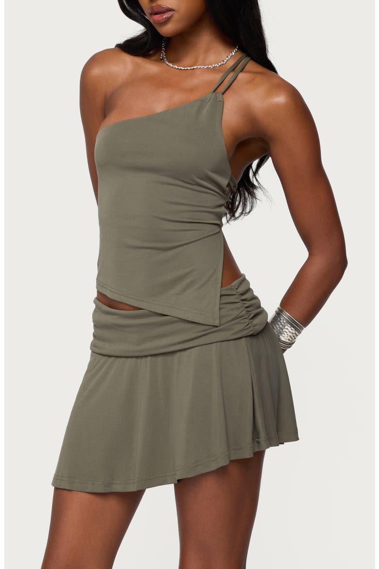 Janah One-Shoulder Lace-Up Open Back Top, Alternate, color, OLIVE