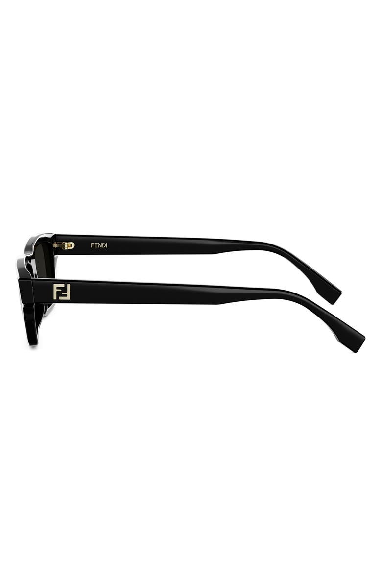 Fendi FF Squared 55mm Cat Eye Sunglasses, Alternate, color, Shiny Black / Smoke