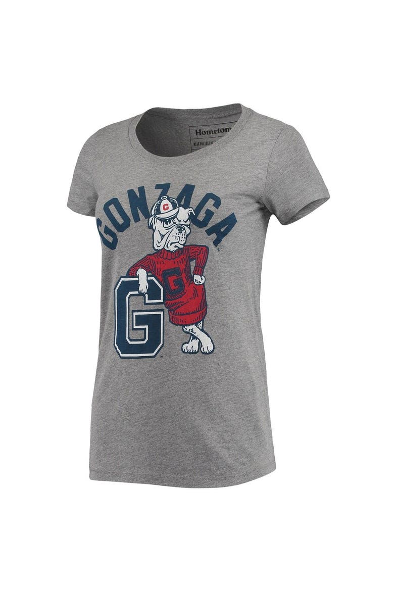 Women's Homefield Heathered Gray Gonzaga Bulldogs Vintage Mascot Tri-Blend T-Shirt, Alternate, color, Heather Gray