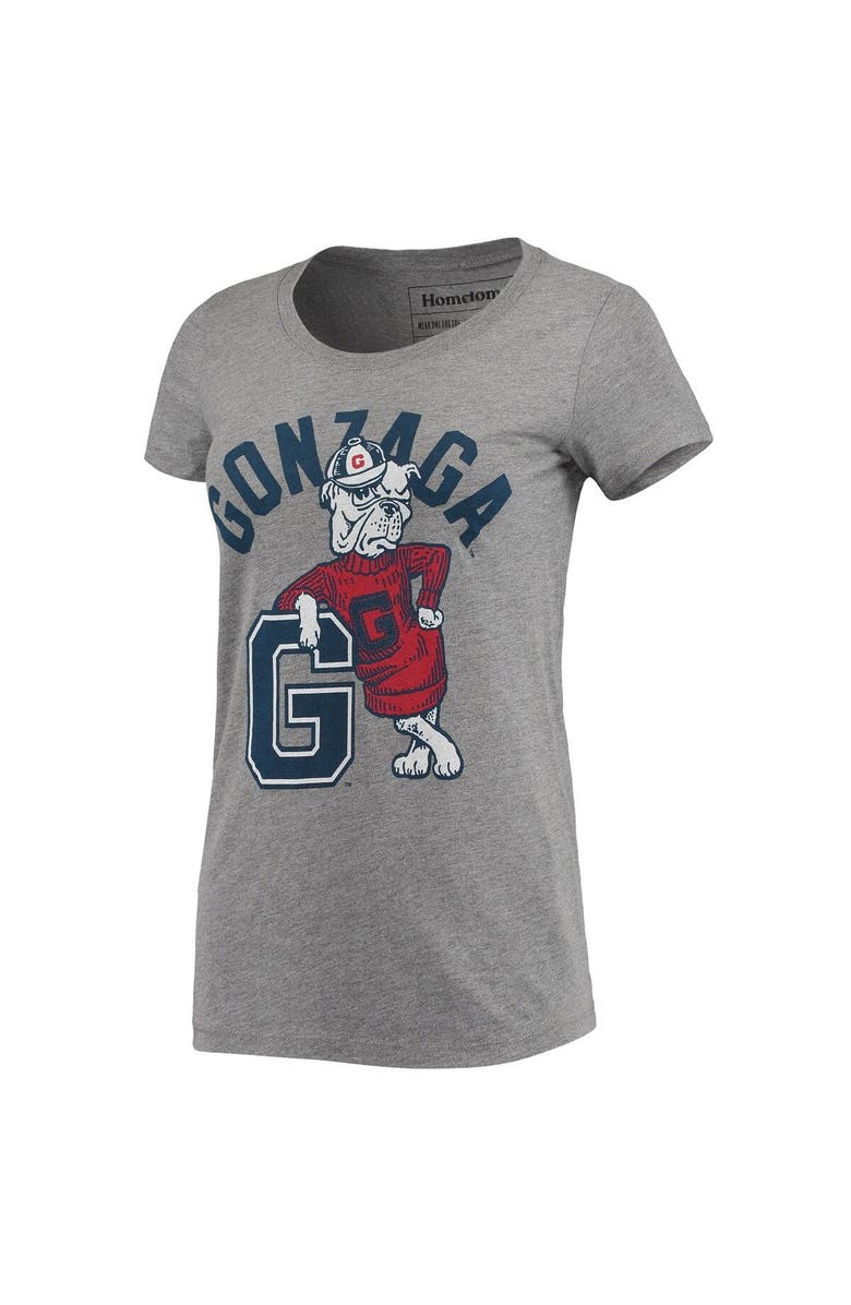 HOMEFIELD Women's Homefield Heathered Gray Gonzaga Bulldogs Vintage Mascot Tri-Blend T-Shirt, Alternate, color, Heather Gray