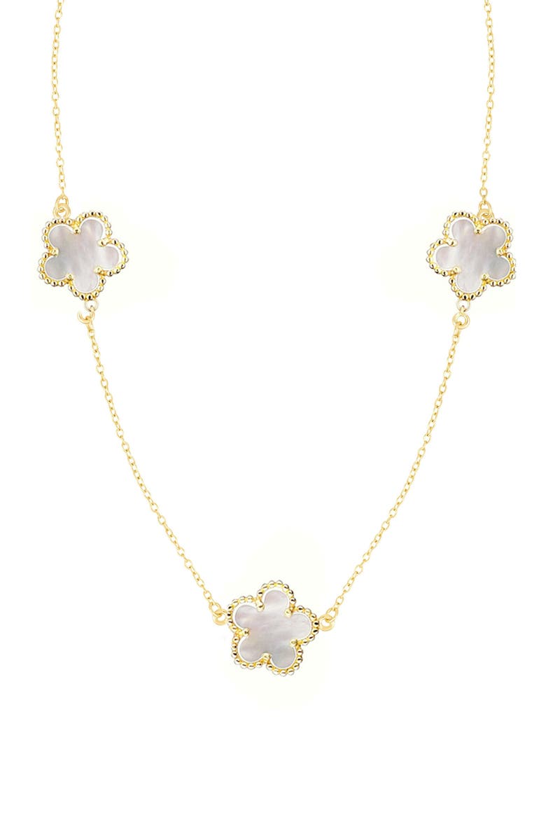 Mother-of-Pearl Clover Station Chain Long Necklace, Main, color, WHITE