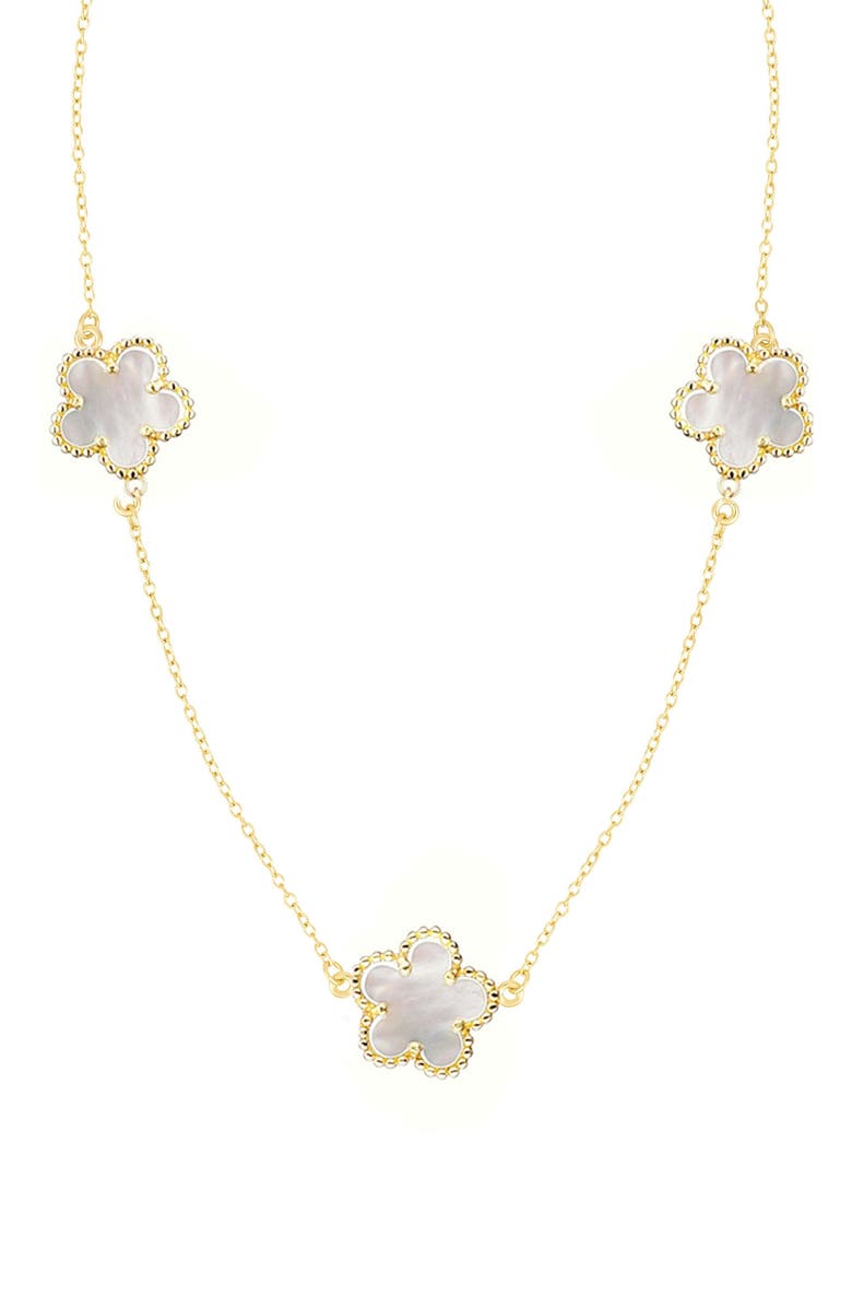 Adornia Mother-of-Pearl Clover Station Chain Long Necklace, Main, color, White