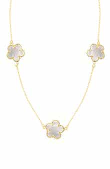 Adornia Mother-of-Pearl Clover Station Chain Long Necklace
