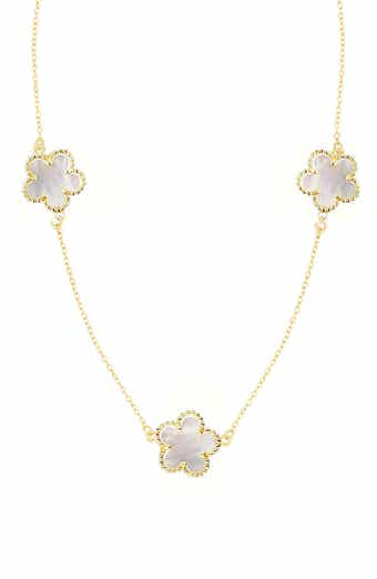 Adornia Mother-of-Pearl Clover Station Chain Long Necklace
