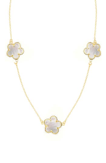 Adornia Mother-of-pearl Clover Station Chain Long Necklace In Gold