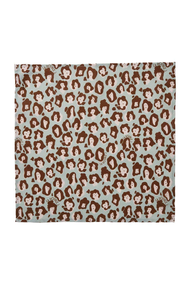 Large Napkins Set Of 2 (45X45) Lady Leopard Acqua Acquamarin, Alternate, color, Lady Leopard Acqua Acquamarin