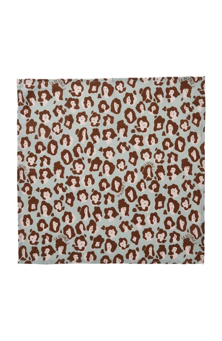 La DoubleJ Large Napkins Set Of 2 (45X45) Lady Leopard Acqua Acquamarin, Alternate, color, Lady Leopard Acqua Acquamarin