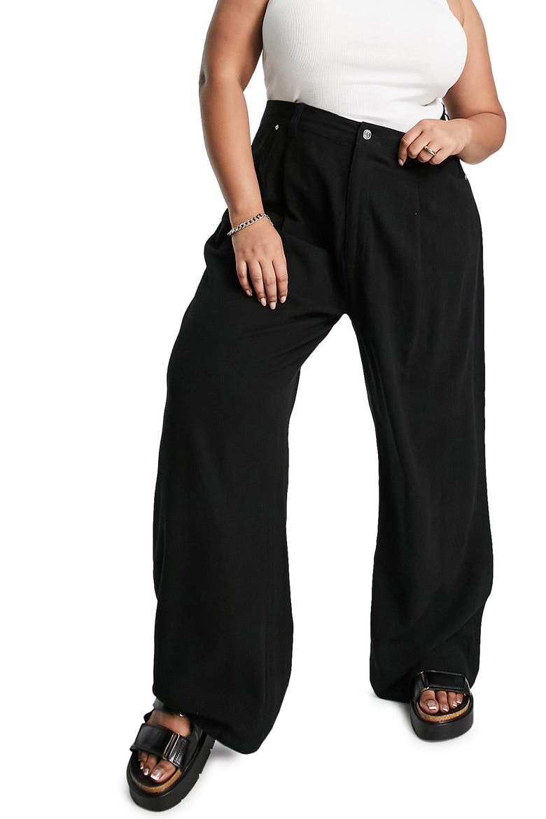 Curve High Waist Wide Leg Pants, Main, color, BLACK