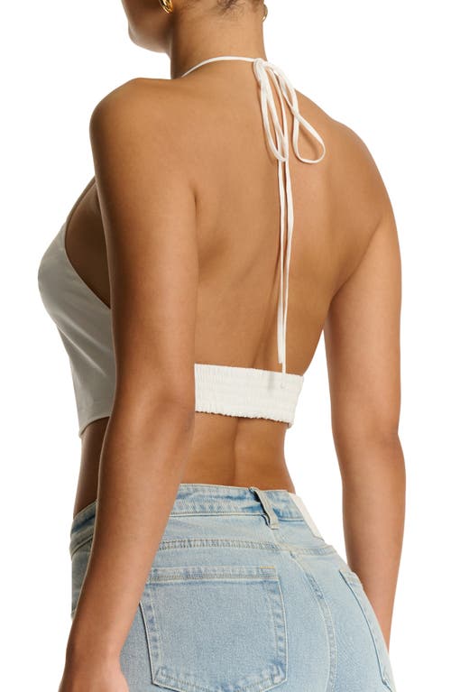 Naked Wardrobe Shirting Cotton Halter Crop Top In White