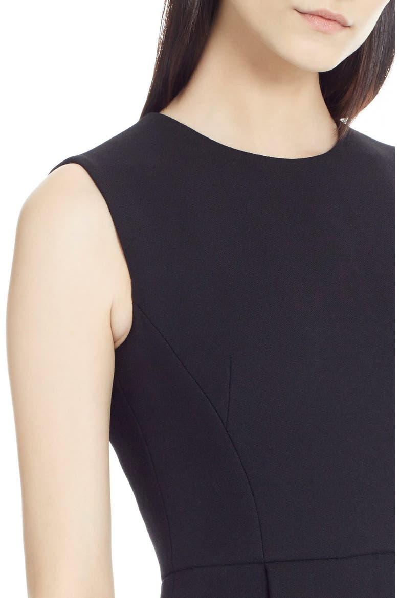 Daisy Crystal Button Wool Crepe Dress, Alternate, color, BLACK