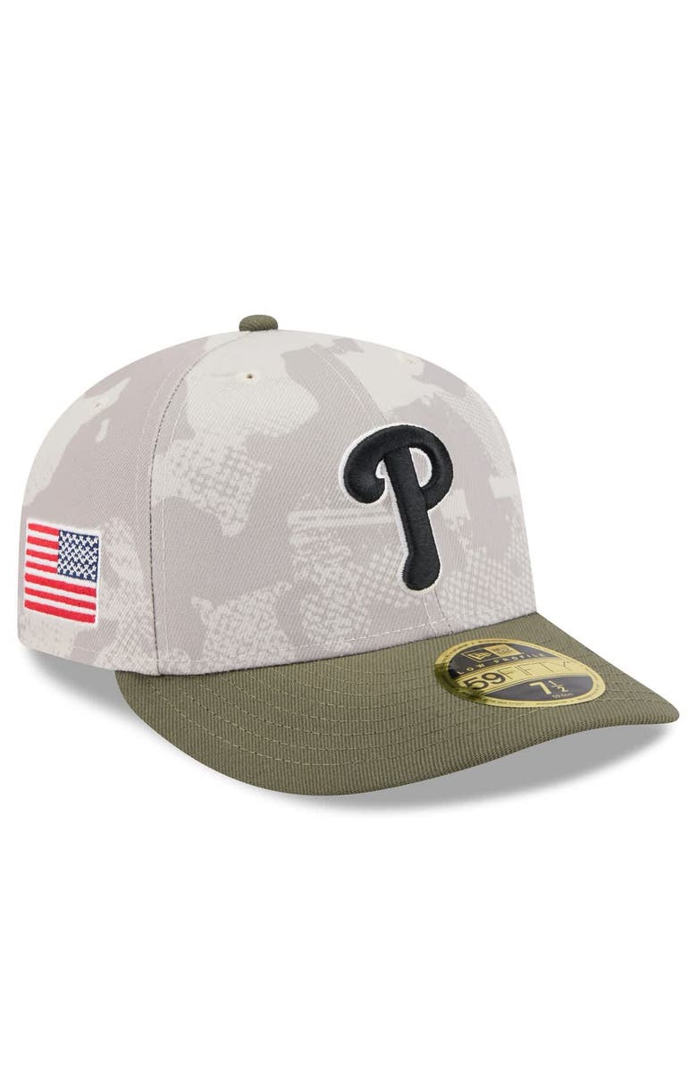New Era Men's New Era Light Beige/Olive Philadelphia Phillies 2025 Armed Forces Day Low Profile 59FIFTY Fitted Hat, Main, color, 