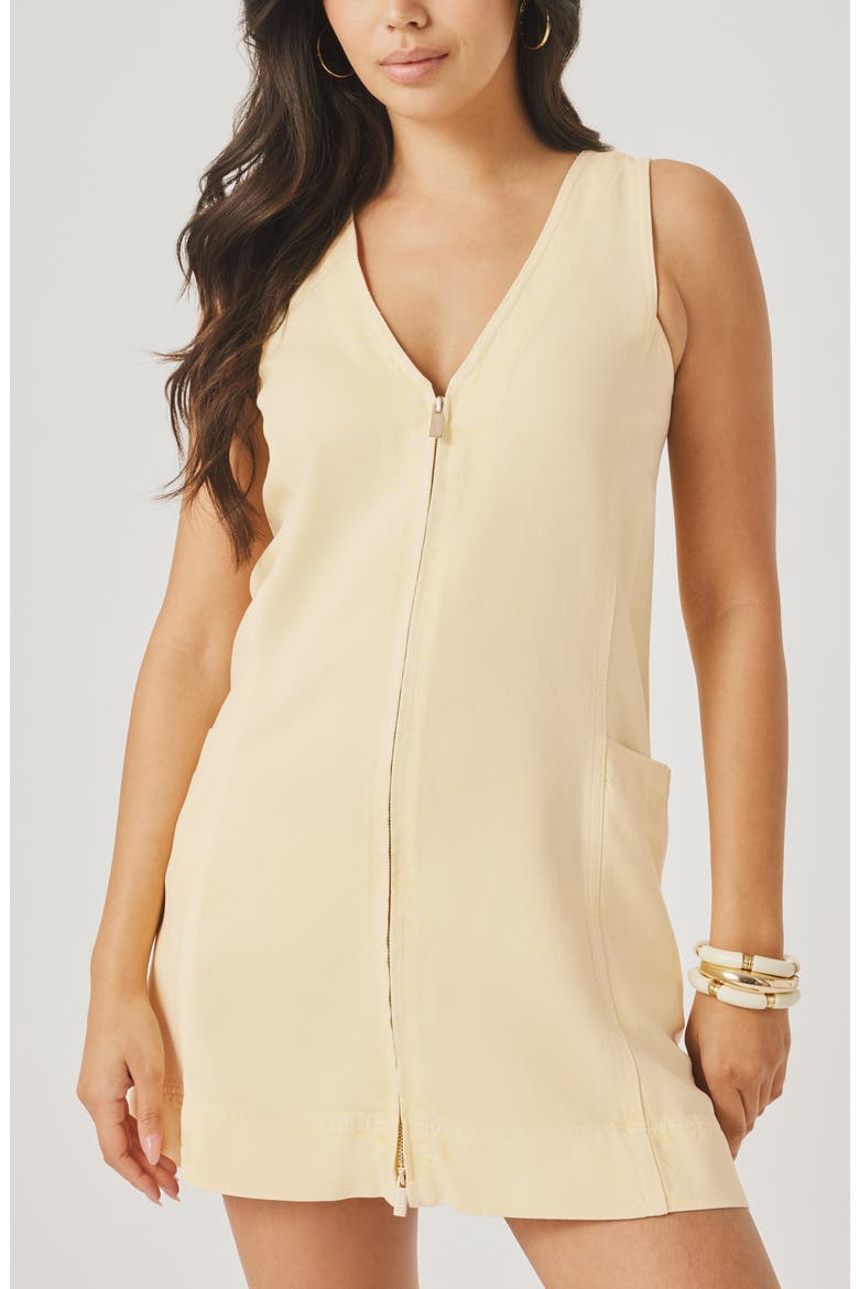 Lounge Zip Front Minidress, Alternate, color, HONEYSUCKLE YELLOW