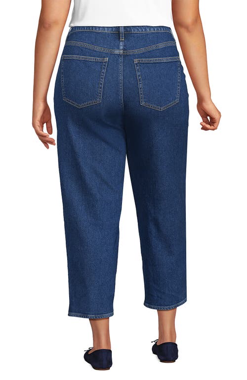 Lands' End Plus Size Soft Denim Mid Rise Relaxed Straight Crop Jeans In Blue