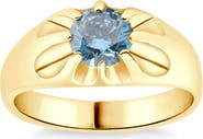 Bliss Diamond 2Ct Blue Diamond Men's Belcher Solitaire Ring Gold High Polished Lab Grown