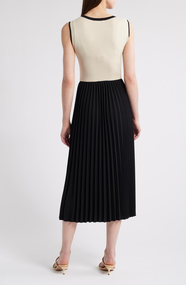 ZOE AND CLAIRE Mixed Media Pleated Midi Dress, Alternate, color,