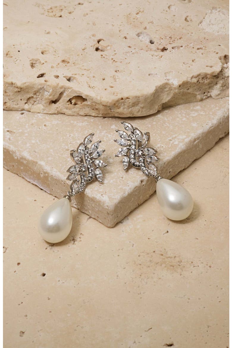 Regency Crystal Drop Earrings, Alternate, color, Silver