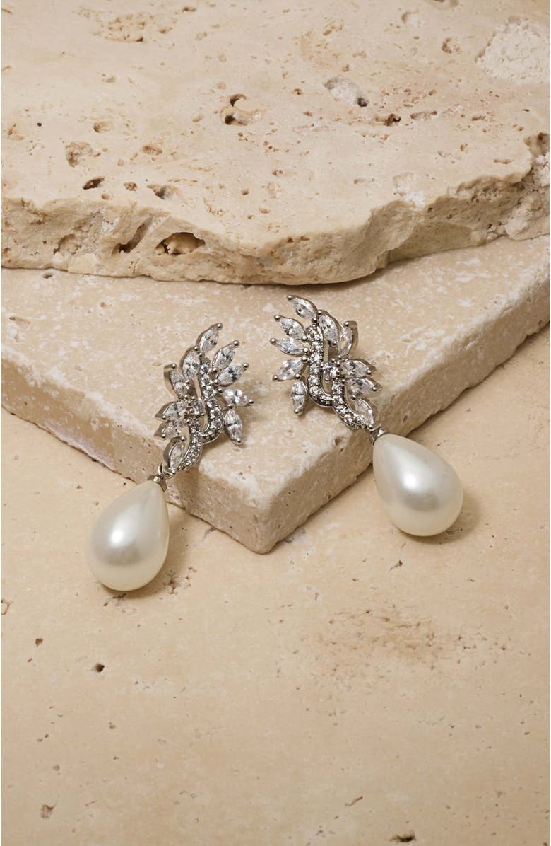 Untamed Petals Regency Crystal Drop Earrings, Alternate, color, Silver