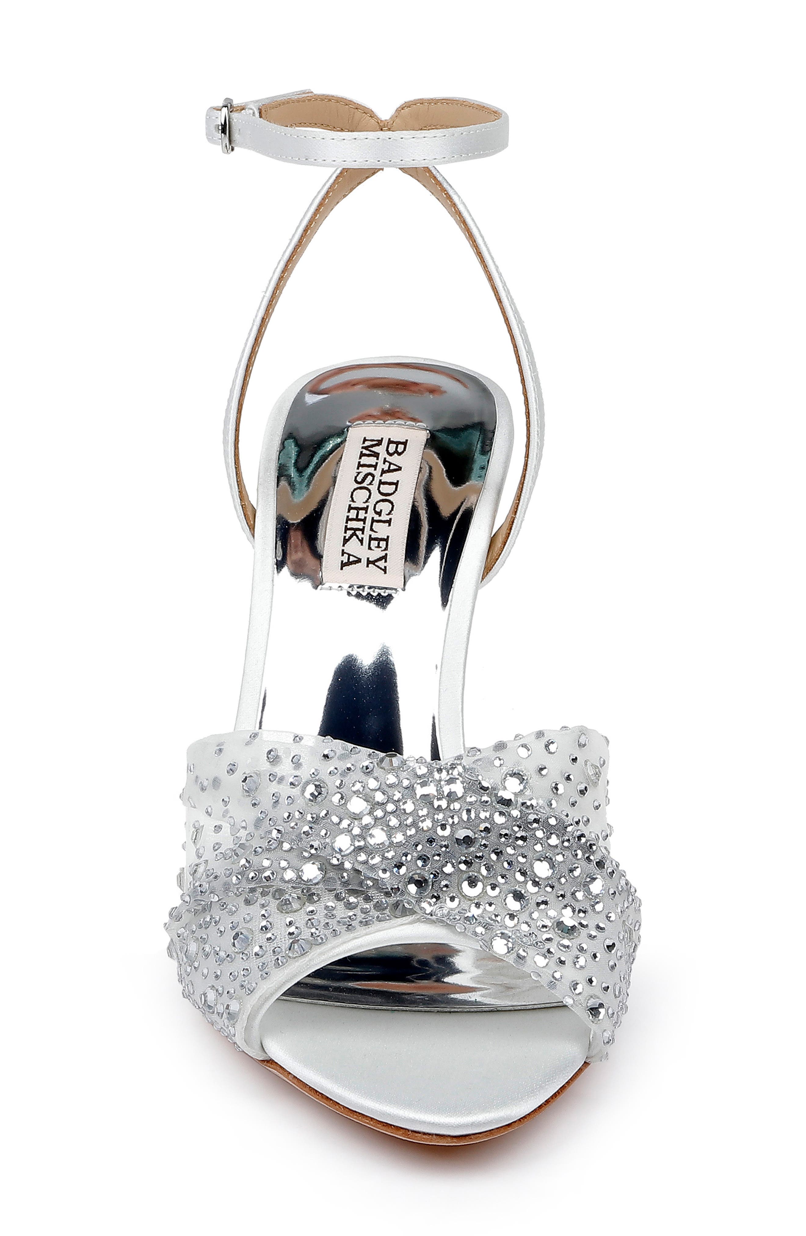 Badgley Mischka Collection Cameryn Embellished Ankle Strap Sandal, Alternate, color, Soft White