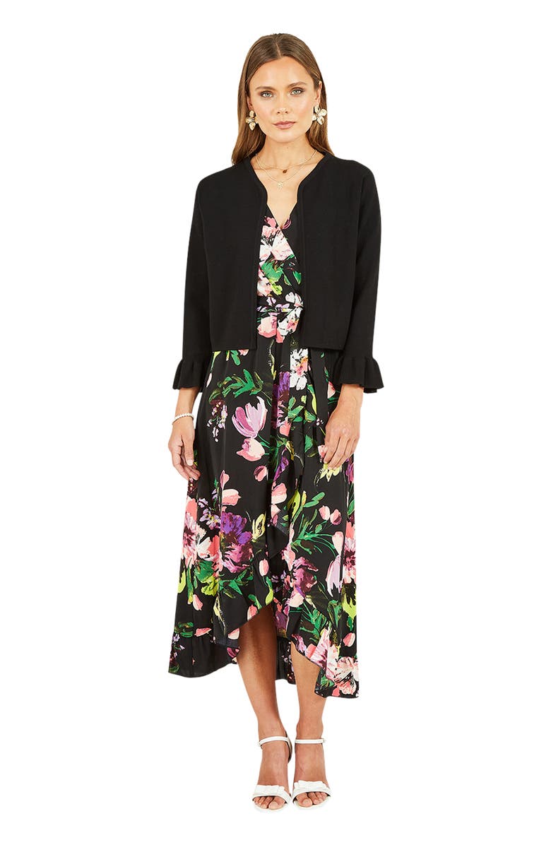 Yumi Cropped Cardigan With Bell Sleeves, Alternate, color, Black