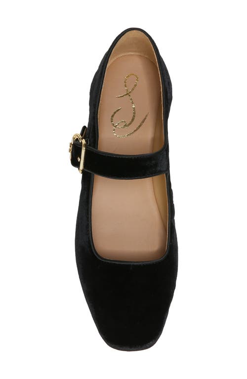 Sam Edelman Women's Michaela Square Toe Buckled Mary Jane Flats In Black Velvet