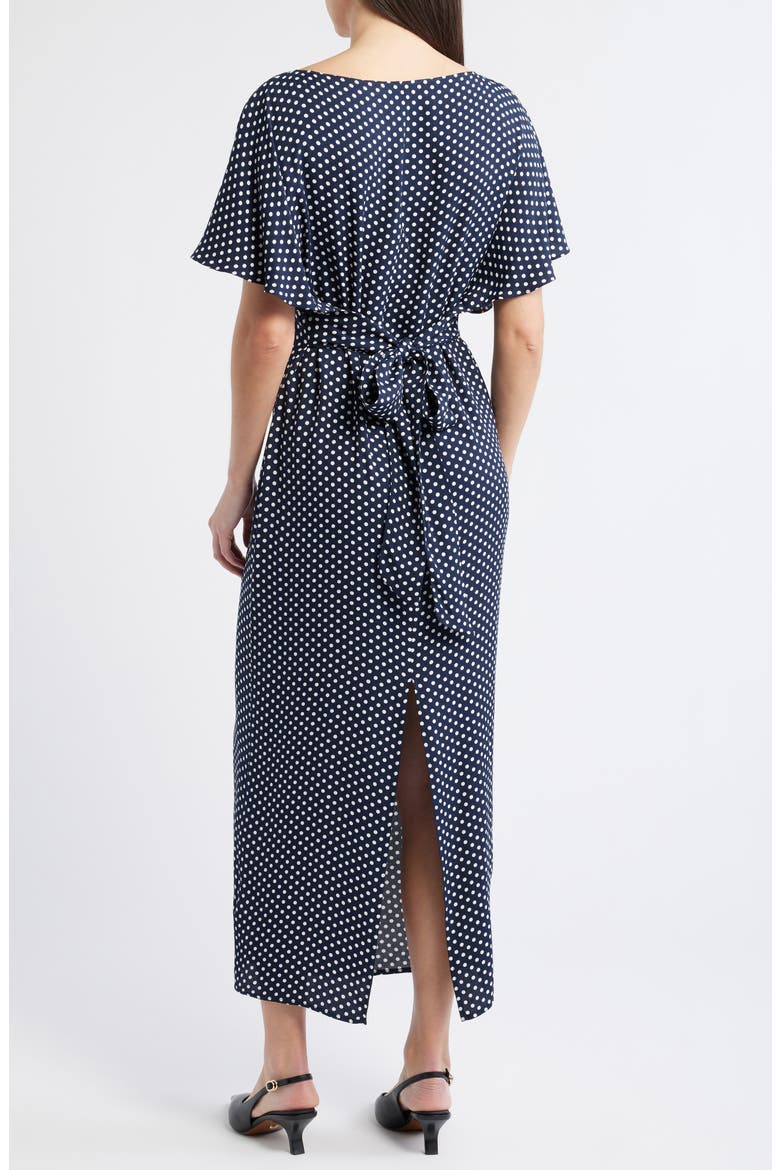 Maeva Polka Dot Flutter Sleeve Midi Dress, Alternate, color, DREAM DOT