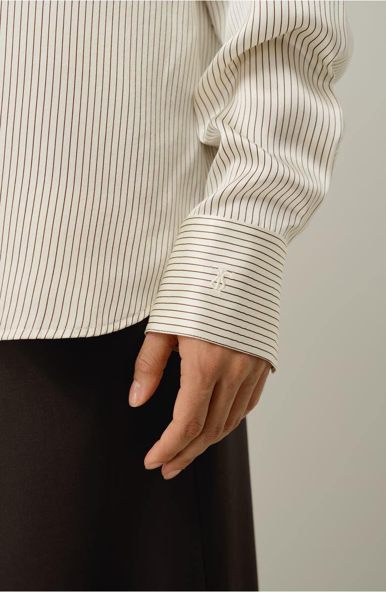 Lilysilk Silk Charmeuse Pinstripe Shirt, Alternate, color, Drifted Mocha