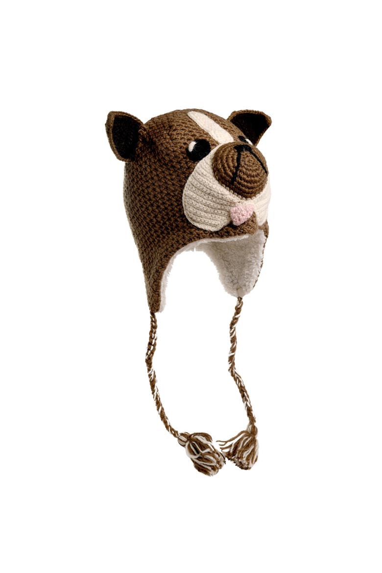 Crochet Bulldog Hat, Alternate, color, Brown