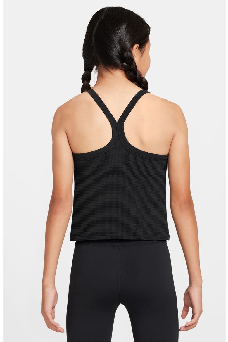 Kids' Dri-FIT High Neck Racerback Tank, Alternate, color, BLACK/ WHITE