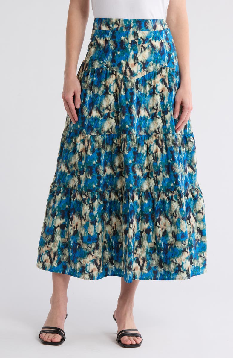 Tart Johari Tiered Cotton Skirt, Main, color, Evening Sky