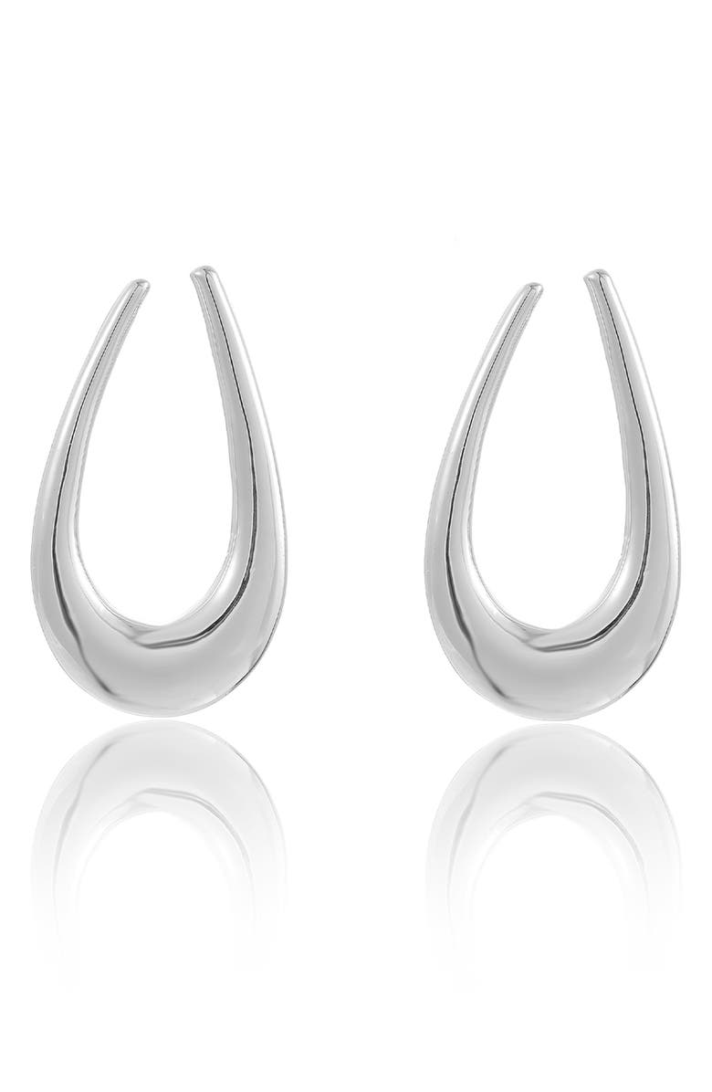 Ettika Elongated Oval Hoop Earrings, Alternate, color, Silver