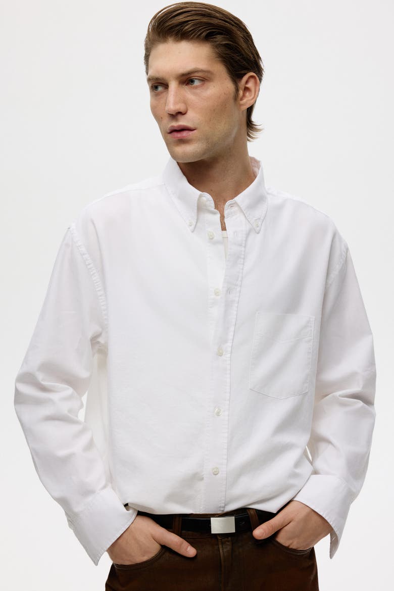 Relaxed Fit Oxford Shirt, Main, color, White