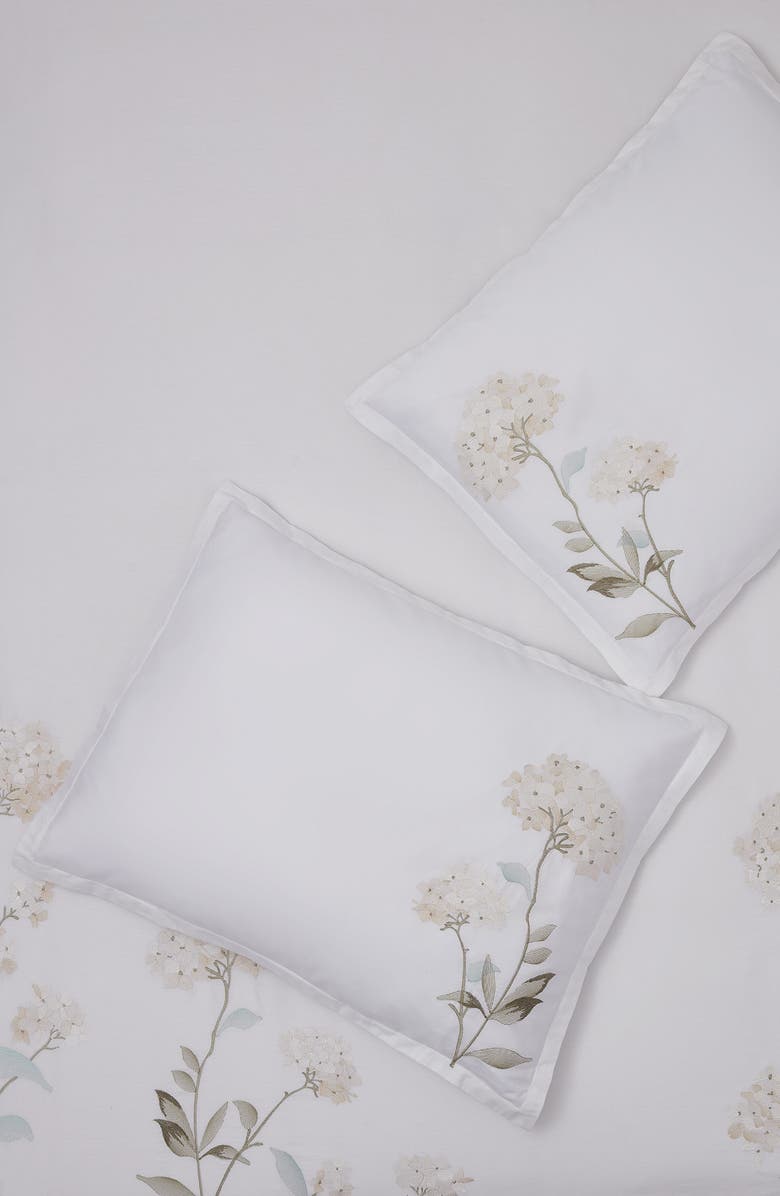 MELANGE HOME White Hydrangea Embroidery Cotton Duvet Cover Set, Alternate, color, White/ White