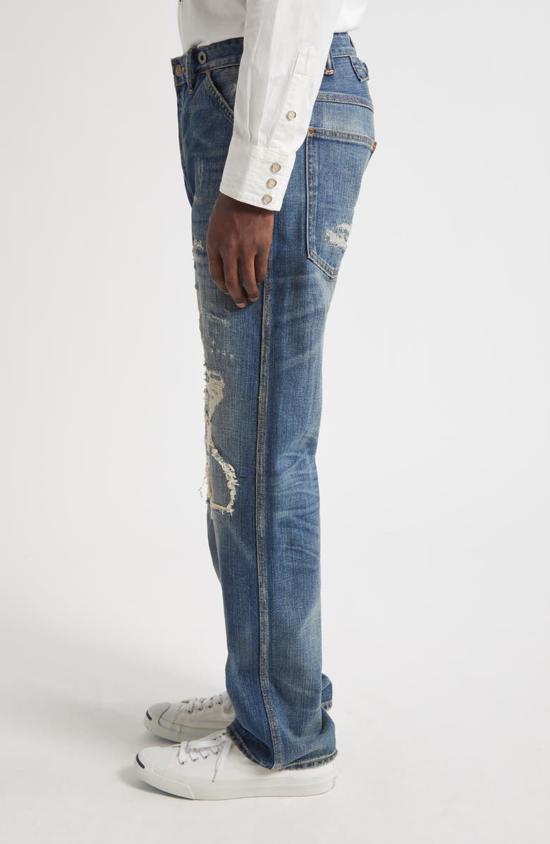Double RL Straight Fit Distressed Carpenter Jeans, Alternate, color, Brayton Wash