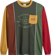 MALBON GOLF Gridline Colorblock Long Sleeve Pocket Graphic T-Shirt