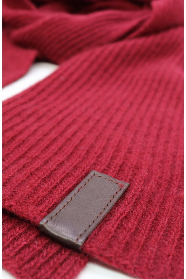 Cashmere scarf with leather tab, Alternate, color, RUM