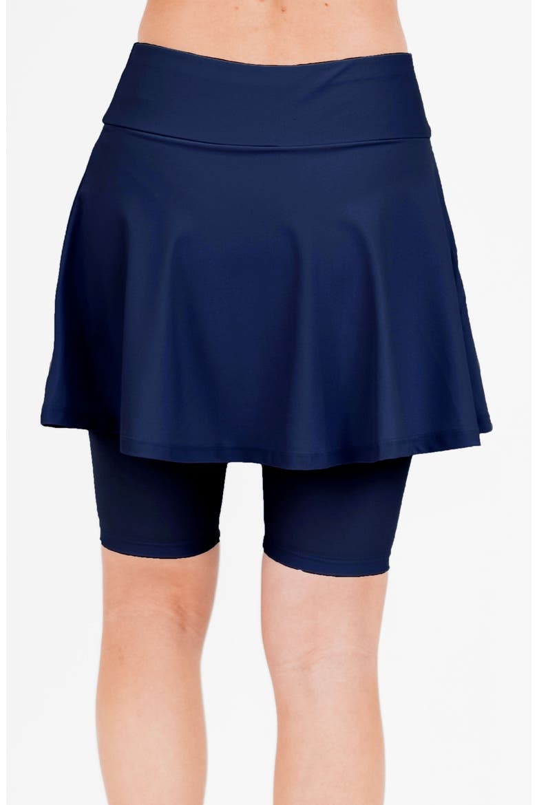 Midi Swim Skort With Bike Shorts, Alternate, color, Navy