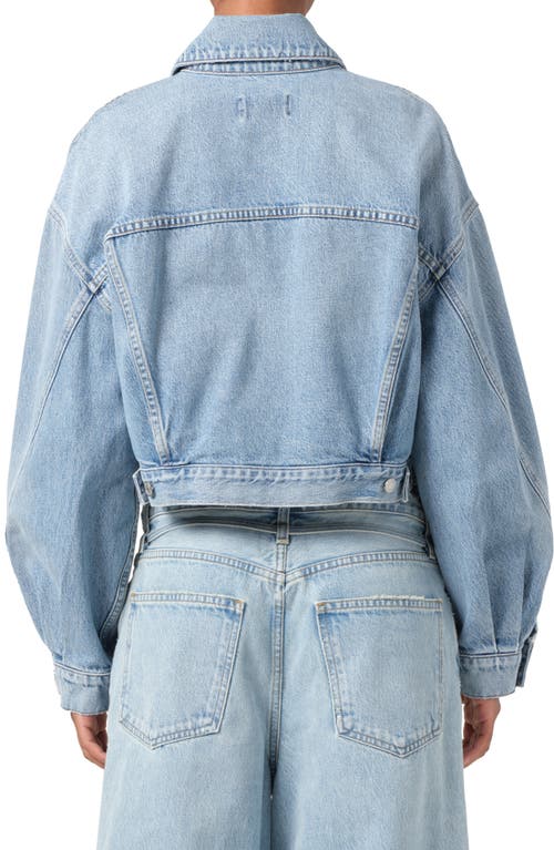 Agolde Palmer Crop Denim Jacket In Space (worn Lt Blue)