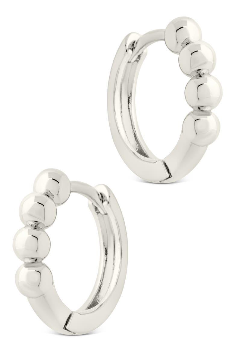 Natalie Polished Sphere Huggie Hoop Earrings, Alternate, color, SILVER
