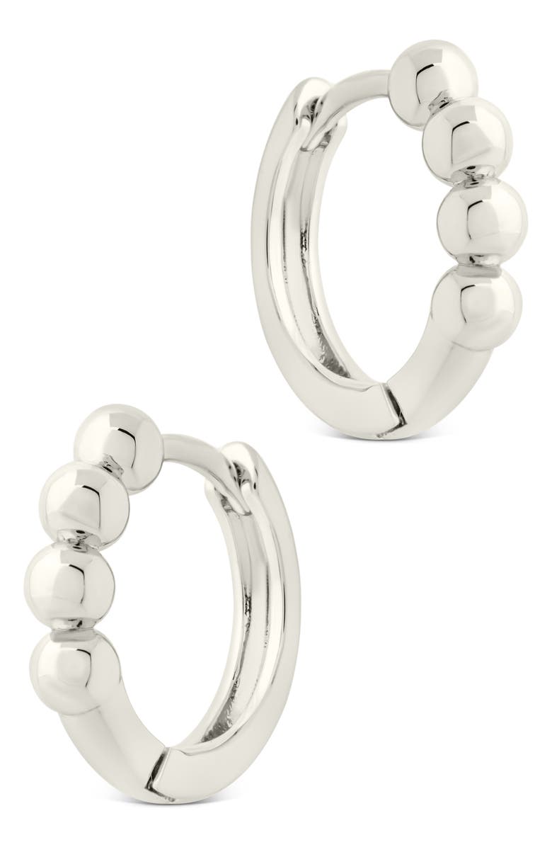 Sterling Forever Natalie Polished Sphere Huggie Hoop Earrings, Alternate, color, Silver
