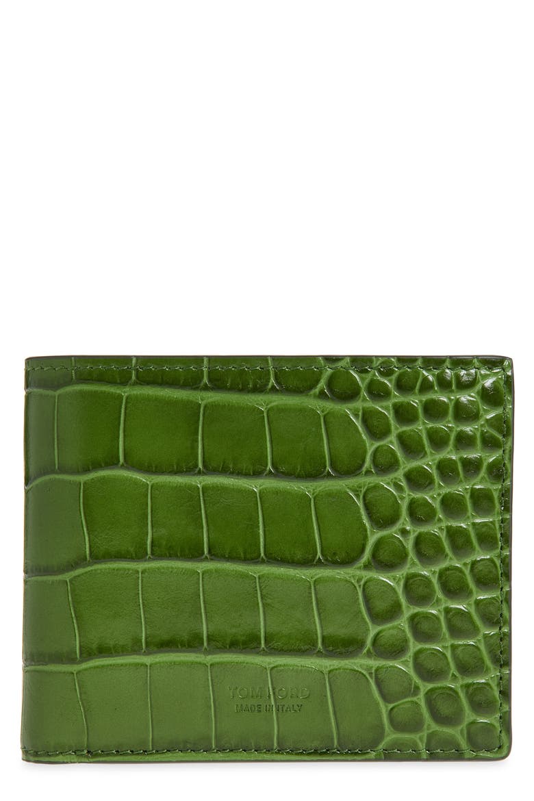 Embossed Leather Bifold Wallet, Main, color, CARDAMOM