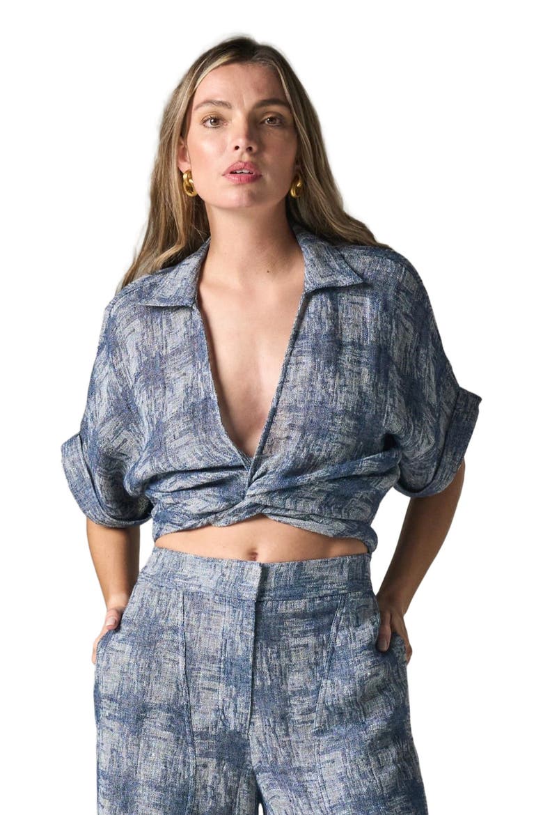 Chiara Top in Seaside Gauze, Main, color, Blue/Beige