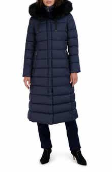 Tahari Nellie Faux Fur Trim Hooded Puffer Jacket with Bib