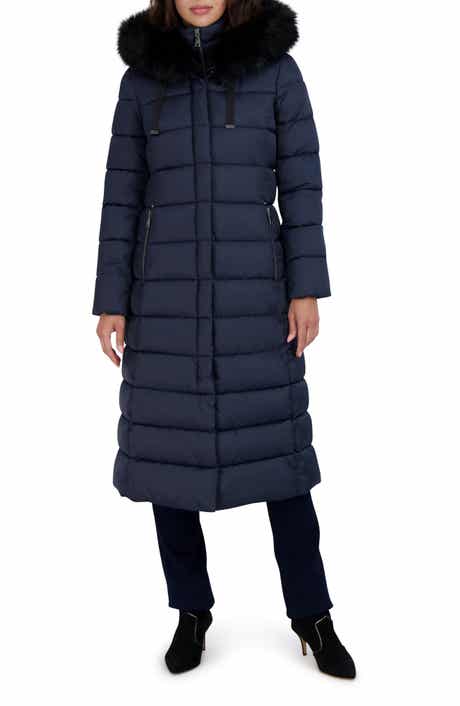 Tahari Nellie Faux Fur Trim Hooded Puffer Jacket with Bib