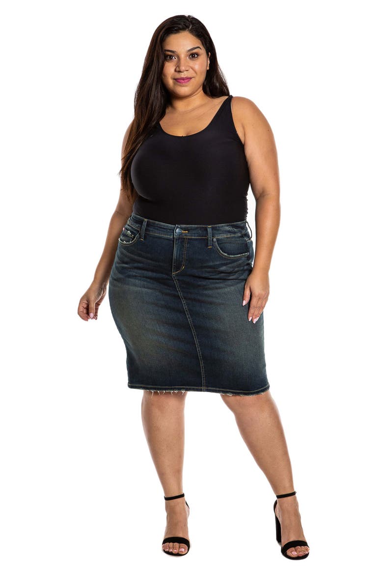 Denim Pencil Skirt, Alternate, color, ROSELYN