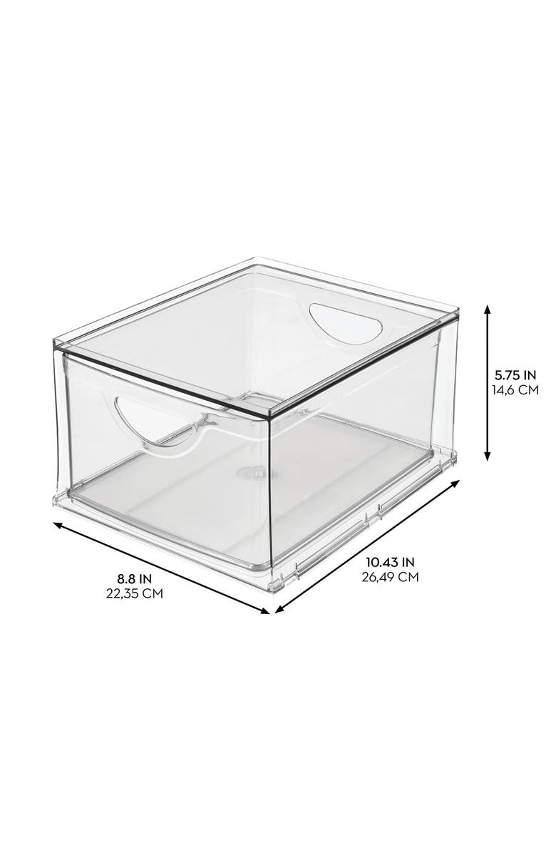 mDesign Stackable Storage Drawer for Pantry, Set of 2, Clear, Made in USA, Alternate, color, Clear