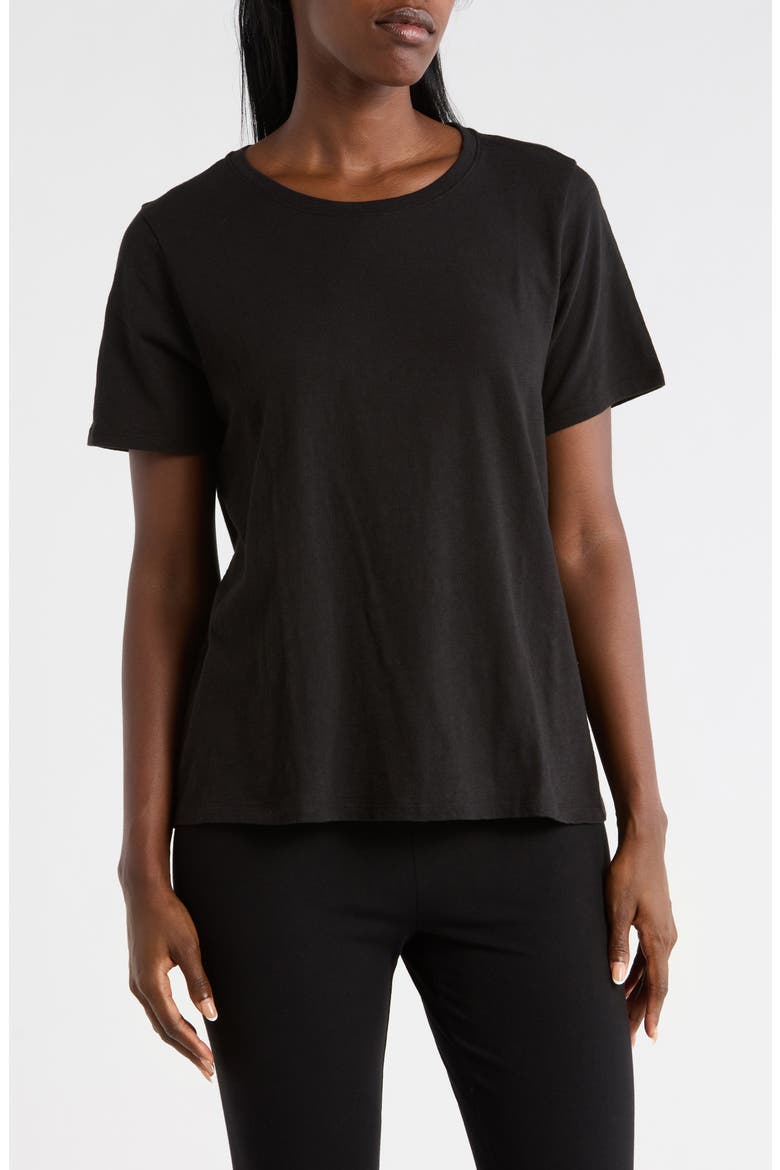 Crewneck Short Sleeve Organic Cotton T-Shirt, Main, color, BLACK