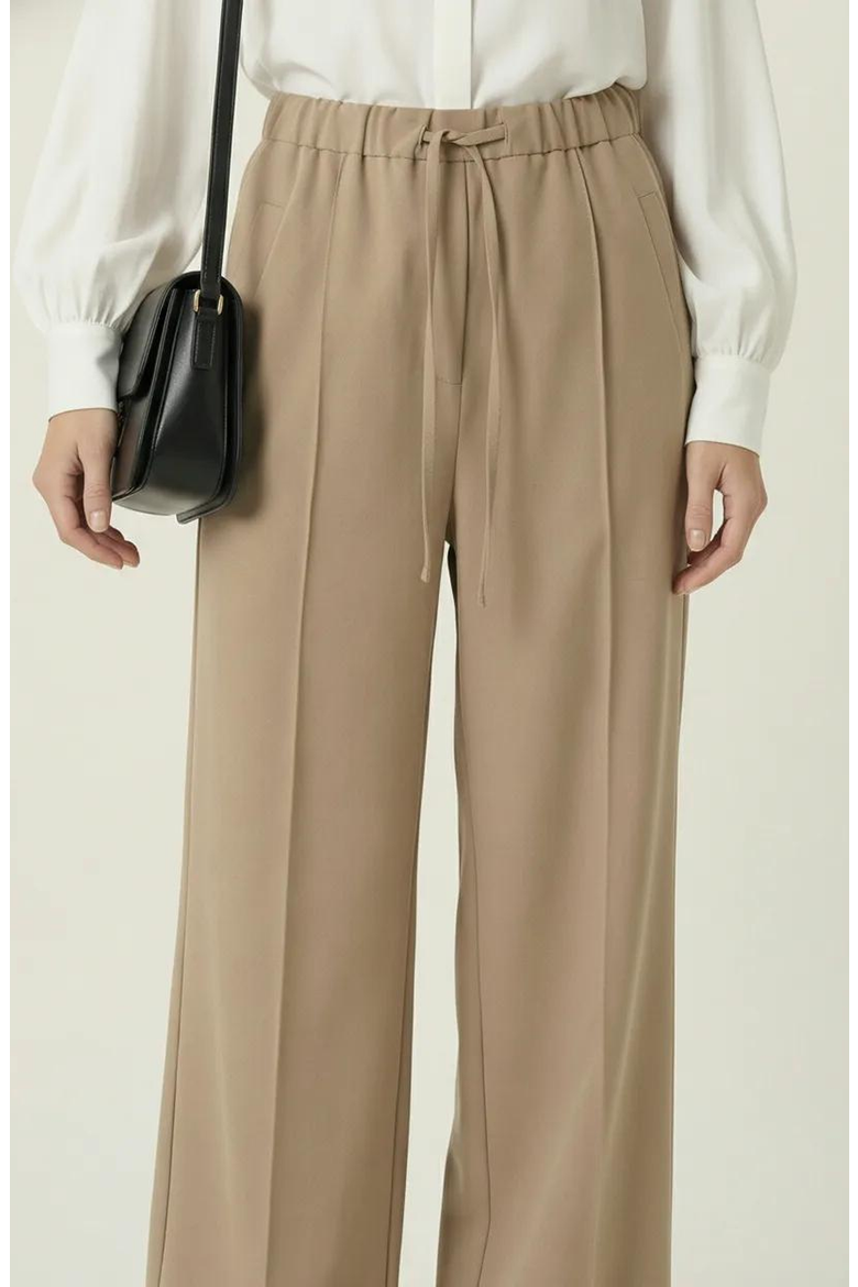 Wide Leg Drawstring Trousers, Alternate, color, Khaki