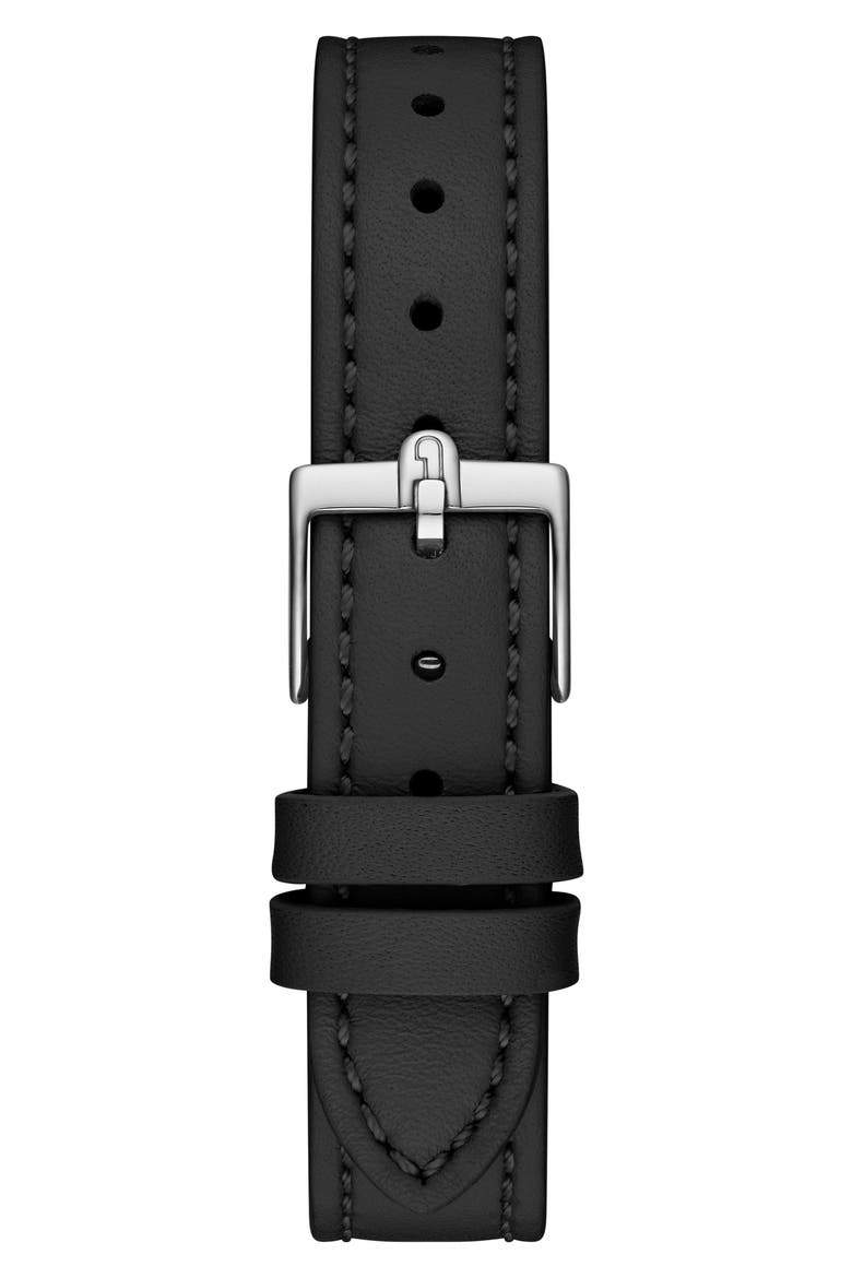 Easy Shape Leather Strap Watch, 32mm, Alternate, color, SILVER/ SILVER/ BLACK