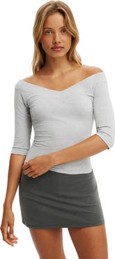 Cotton On Women's Bella Off Shoulder V Neck 3/4 Tee