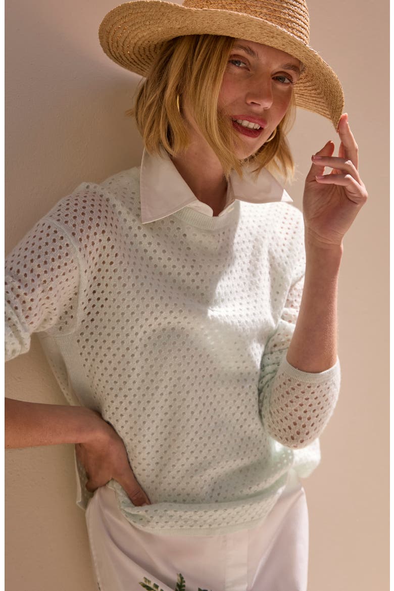 Philomena Open Knit Sweater, Alternate, color, LIGHT MINT